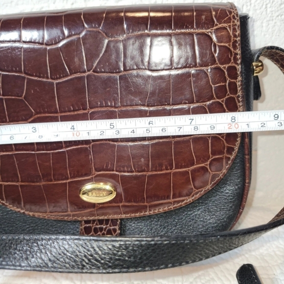 Bally Brown and Black Croc-Embossed Crossbody Bag - Picture 4 of 5